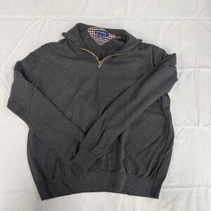 Report Collection Sweater Mens 2XL Gray Cotton Quarter Zip Mock Neck Pullover